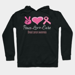 Peace love cure pink ribbon for breast cancer awareness Hoodie